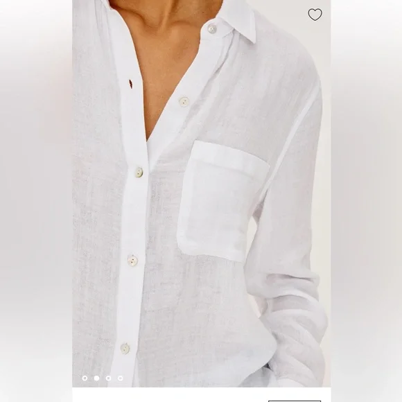 Rails Ellis gauze white organic cotton Button-Up Shirt S - Picture 2 of 9